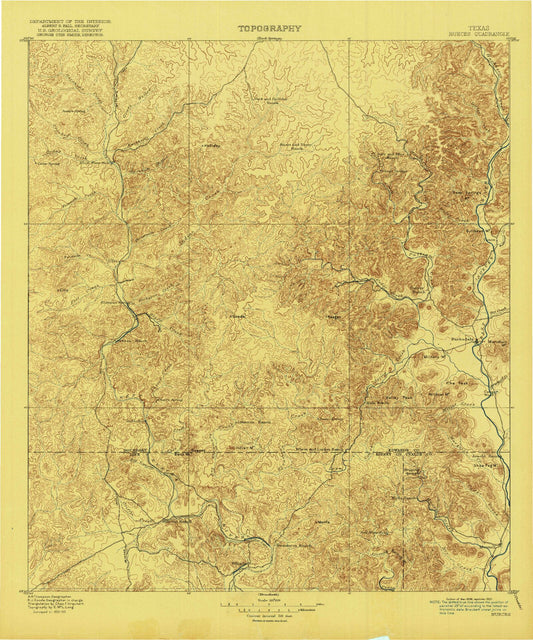 Historic 1896 Nueces Texas 30'x30' Topo Map Image
