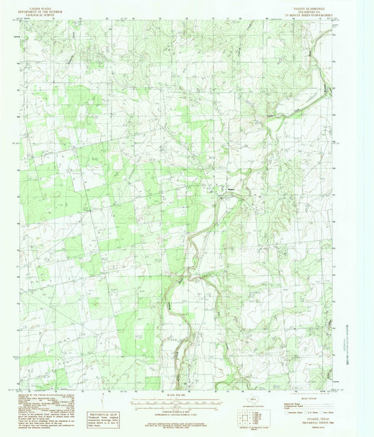 Classic USGS Nugent Texas 7.5'x7.5' Topo Map Image