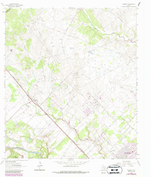 Classic USGS Nursery Texas 7.5'x7.5' Topo Map Image