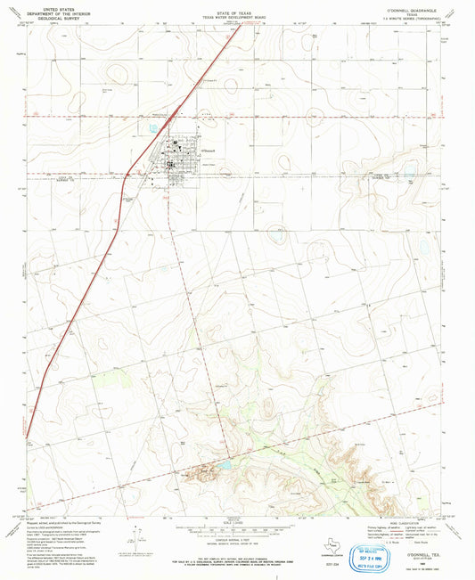 Classic USGS O'Donnell Texas 7.5'x7.5' Topo Map Image