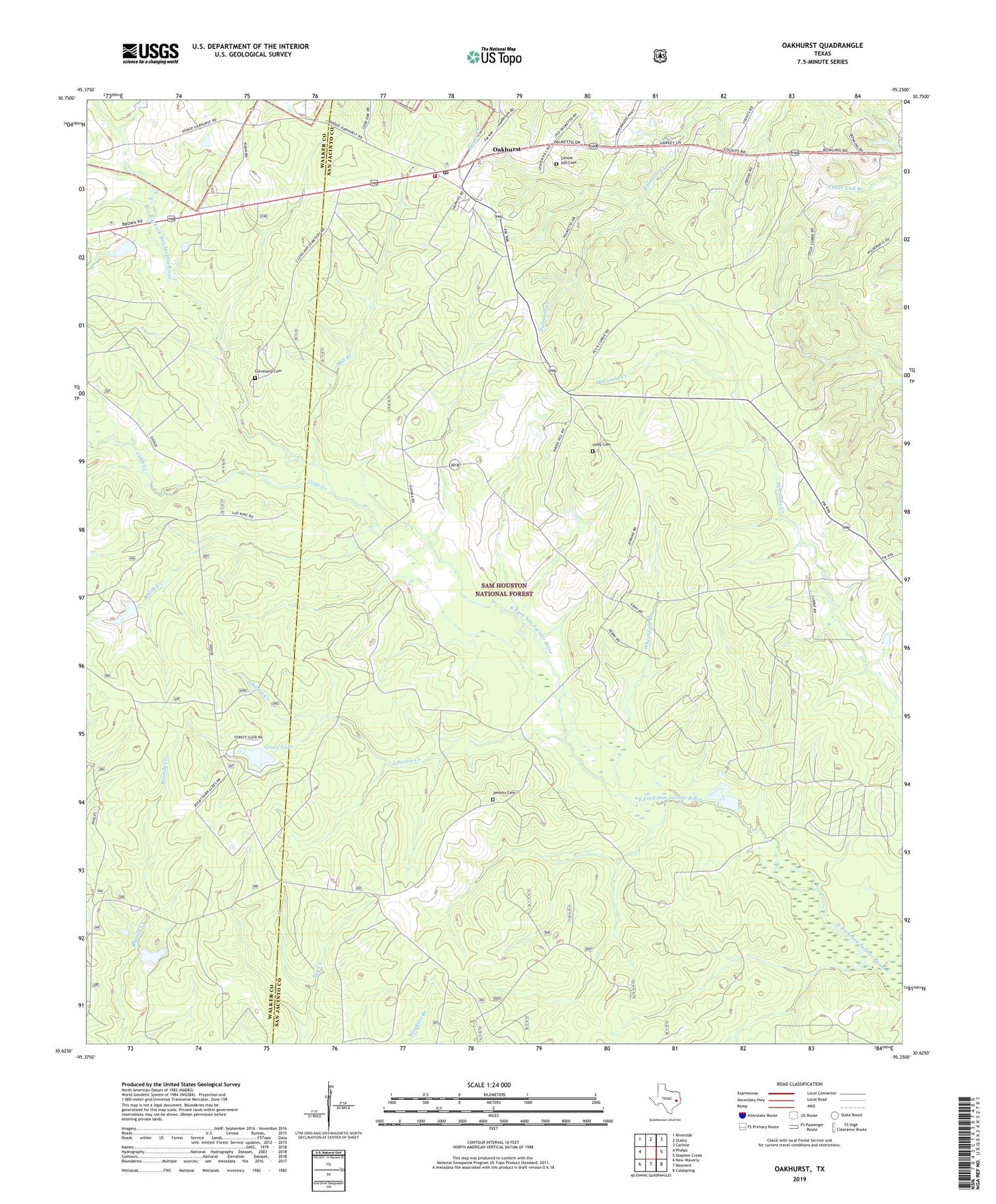 Oakhurst Texas US Topo Map Image