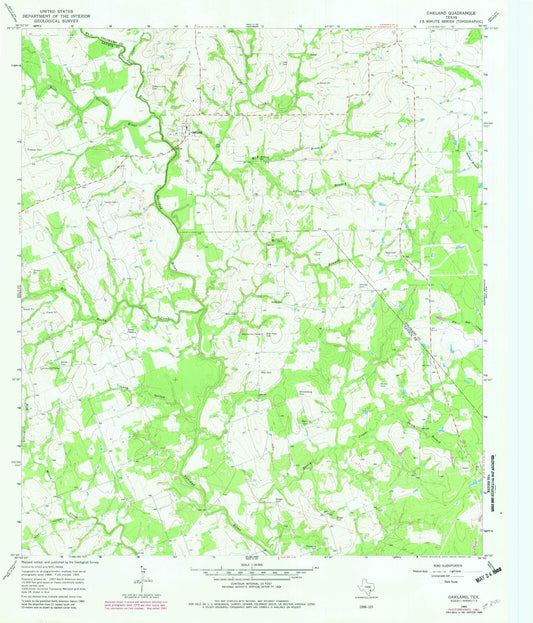 Classic USGS Oakland Texas 7.5'x7.5' Topo Map Image