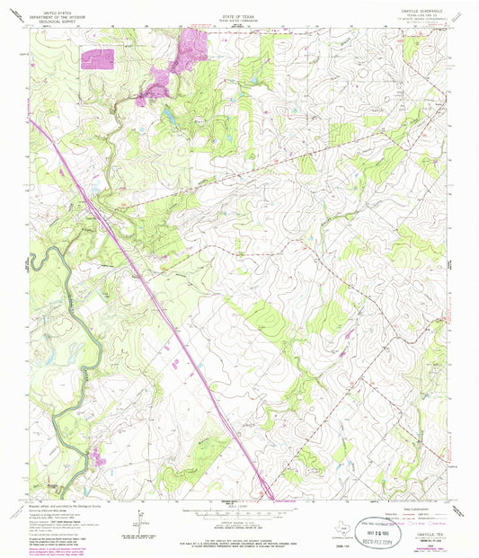Classic USGS Oakville Texas 7.5'x7.5' Topo Map Image