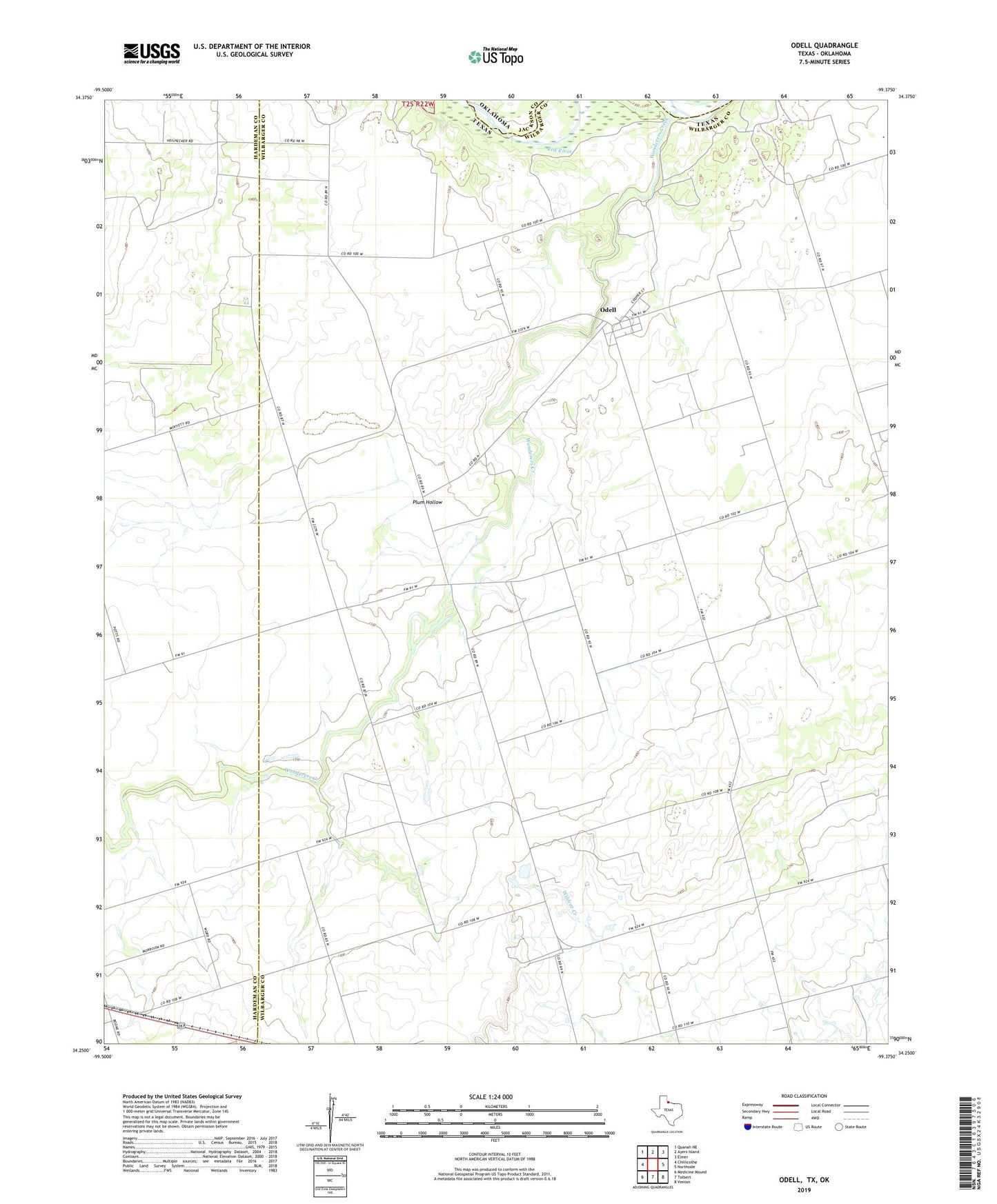 Odell Texas US Topo Map Image