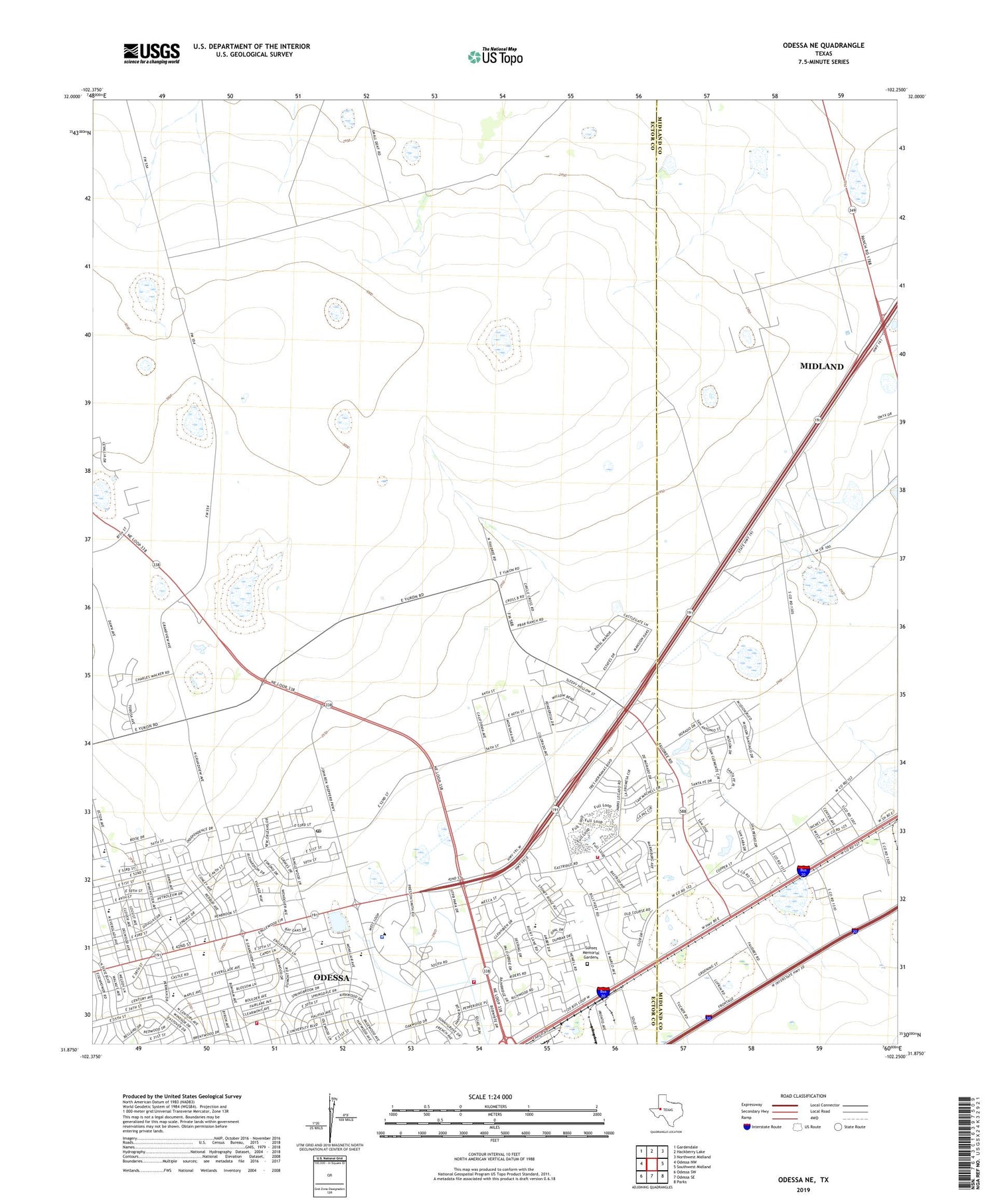 Odessa NE Texas US Topo Map Image