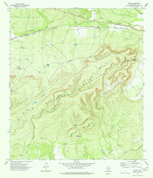Classic USGS Odlaw Texas 7.5'x7.5' Topo Map Image