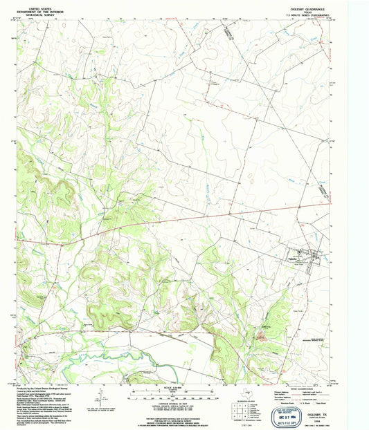 Classic USGS Oglesby Texas 7.5'x7.5' Topo Map Image