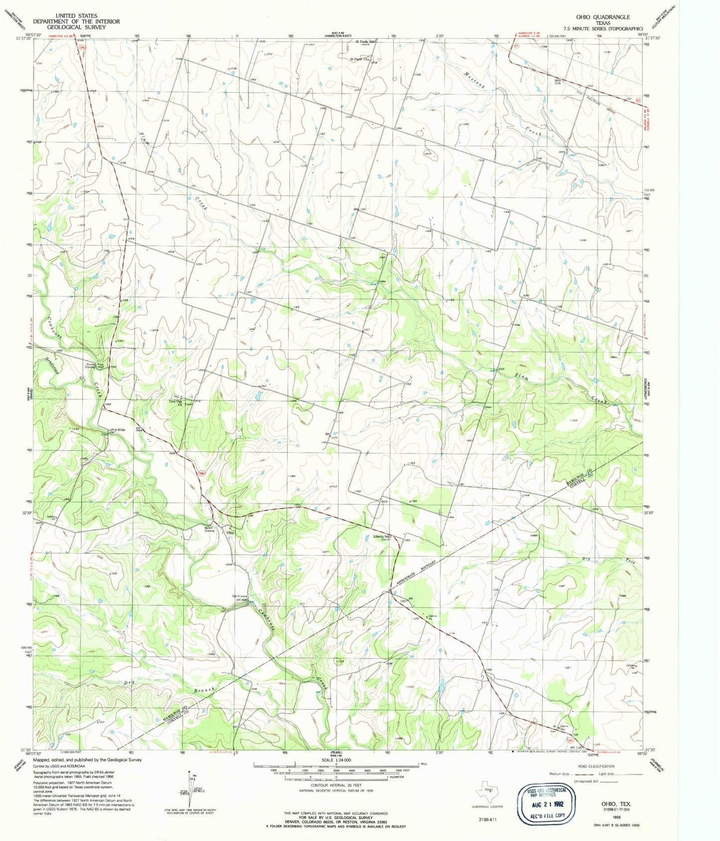 Classic USGS Ohio Texas 7.5'x7.5' Topo Map Image