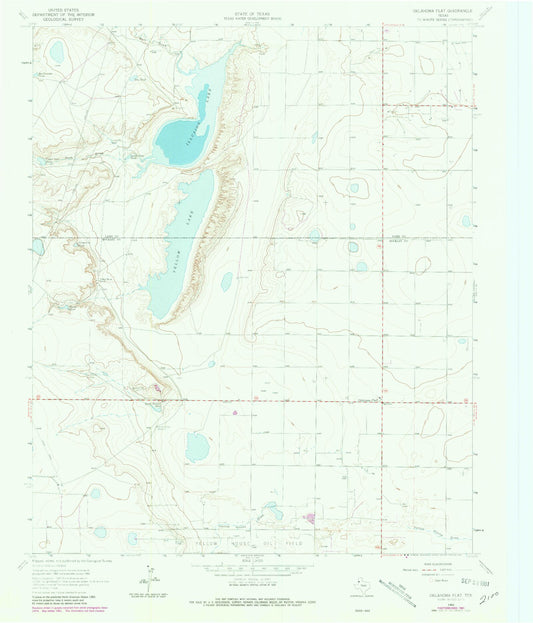 Classic USGS Oklahoma Flat Texas 7.5'x7.5' Topo Map Image