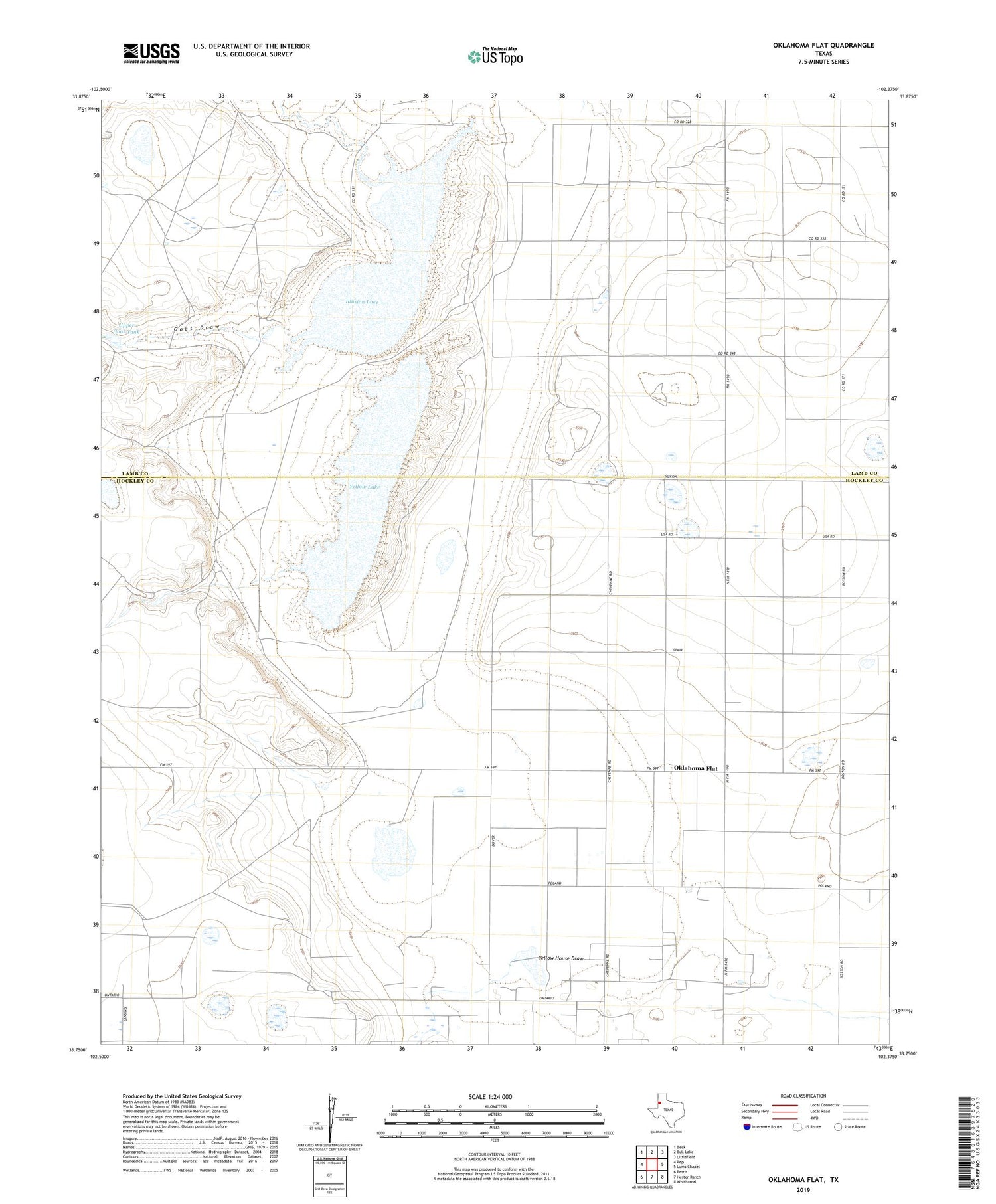 Oklahoma Flat Texas US Topo Map Image