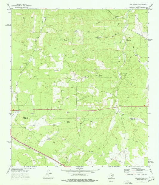 Classic USGS Old Noxville Texas 7.5'x7.5' Topo Map Image