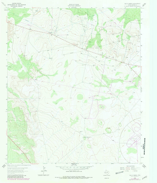 Classic USGS Old X Ranch Texas 7.5'x7.5' Topo Map Image