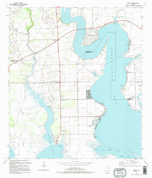 Classic USGS Olivia Texas 7.5'x7.5' Topo Map Image