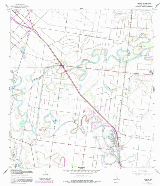Classic USGS Olmito Texas 7.5'x7.5' Topo Map Image