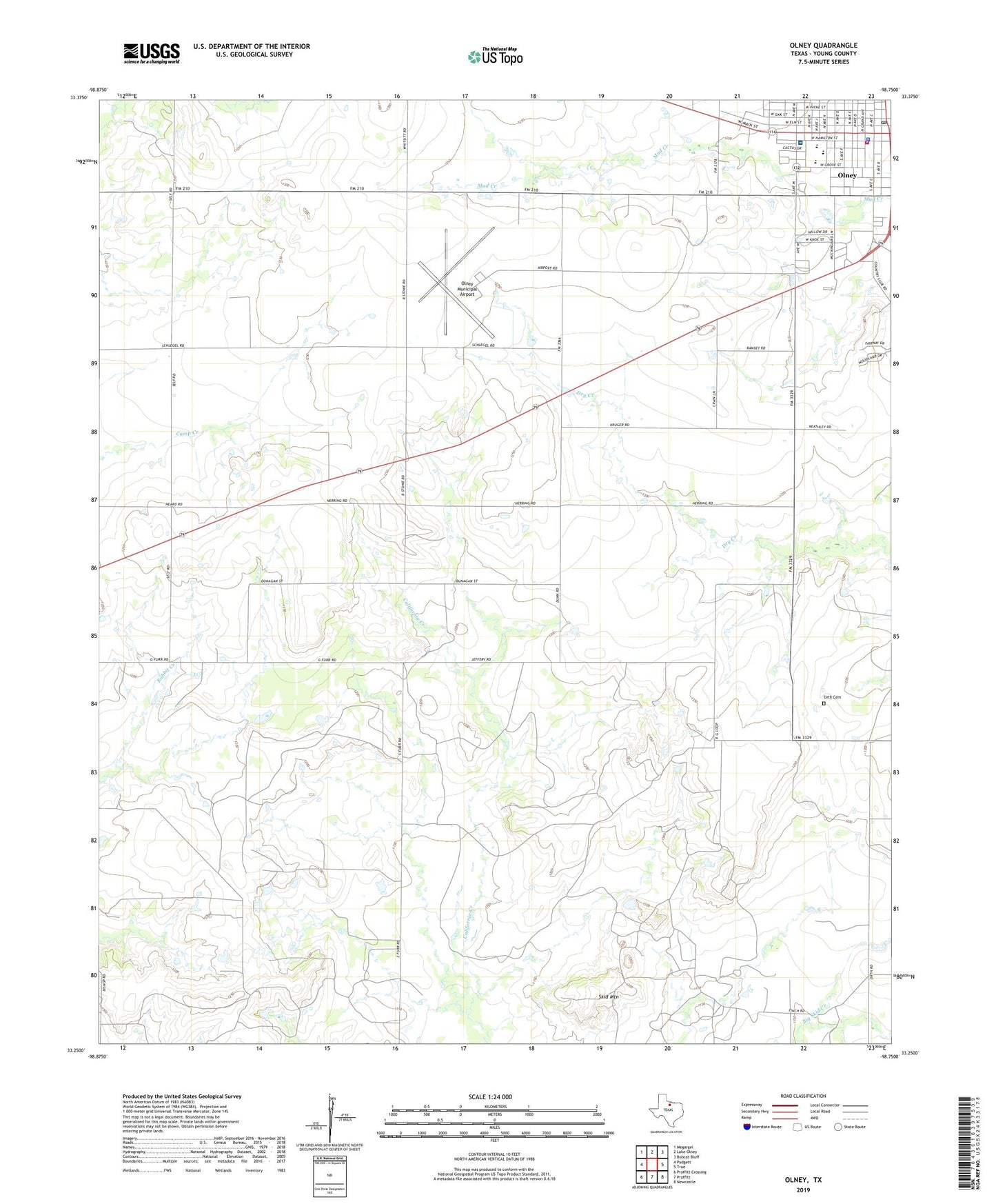 Olney Texas US Topo Map Image