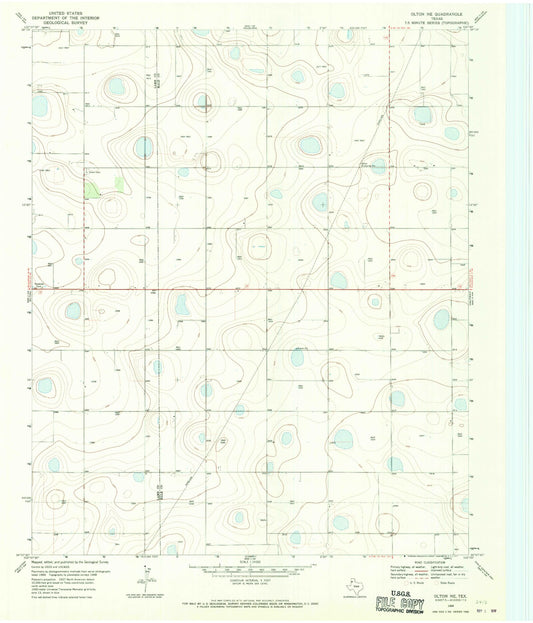 Classic USGS Olton NE Texas 7.5'x7.5' Topo Map Image