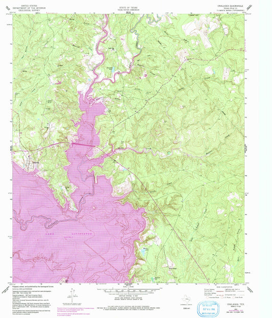 Classic USGS Onalaska Texas 7.5'x7.5' Topo Map Image