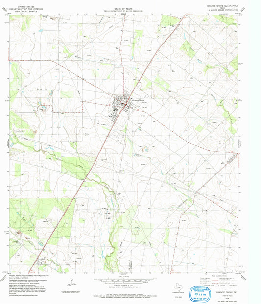 Classic USGS Orange Grove Texas 7.5'x7.5' Topo Map Image