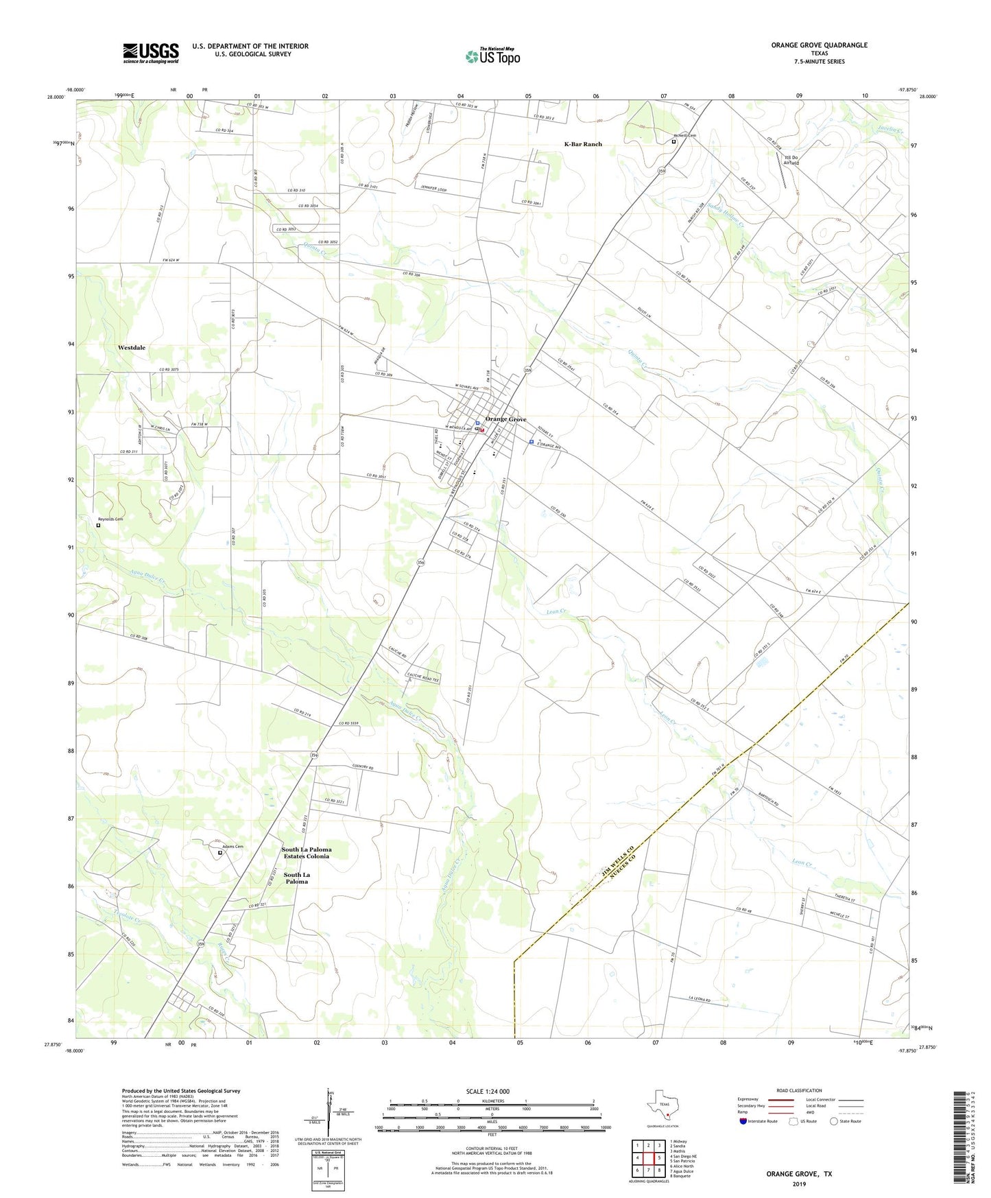 Orange Grove Texas US Topo Map Image