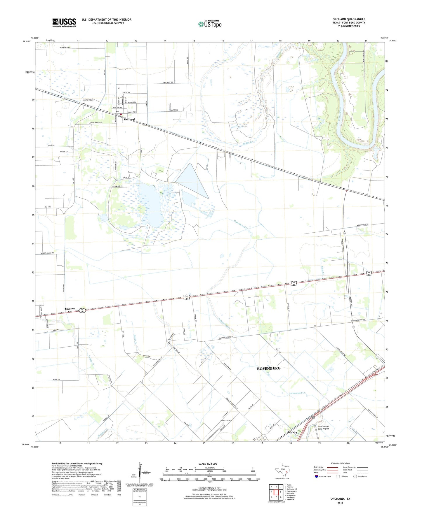 Orchard Texas US Topo Map Image