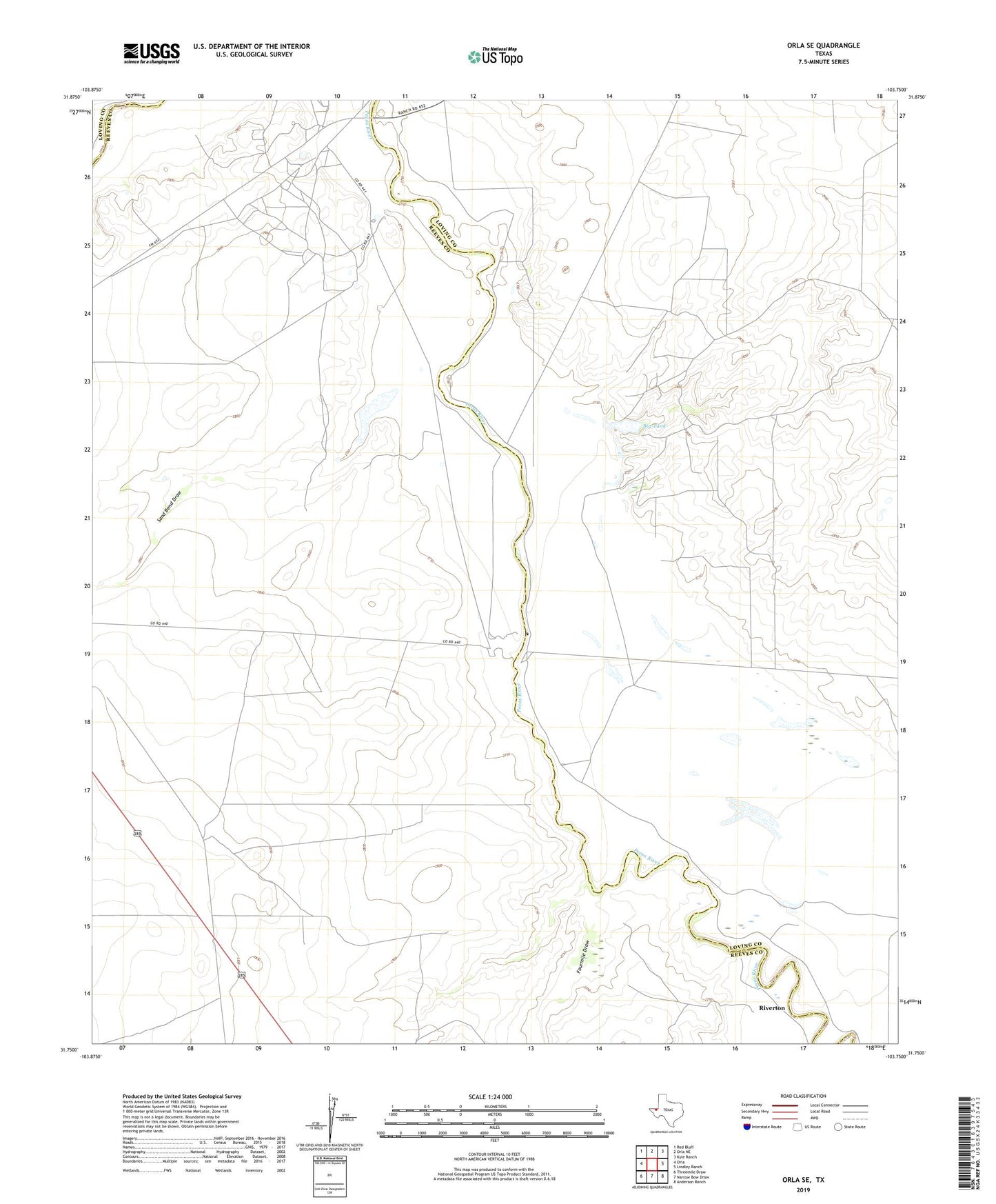 Orla SE Texas US Topo Map Image
