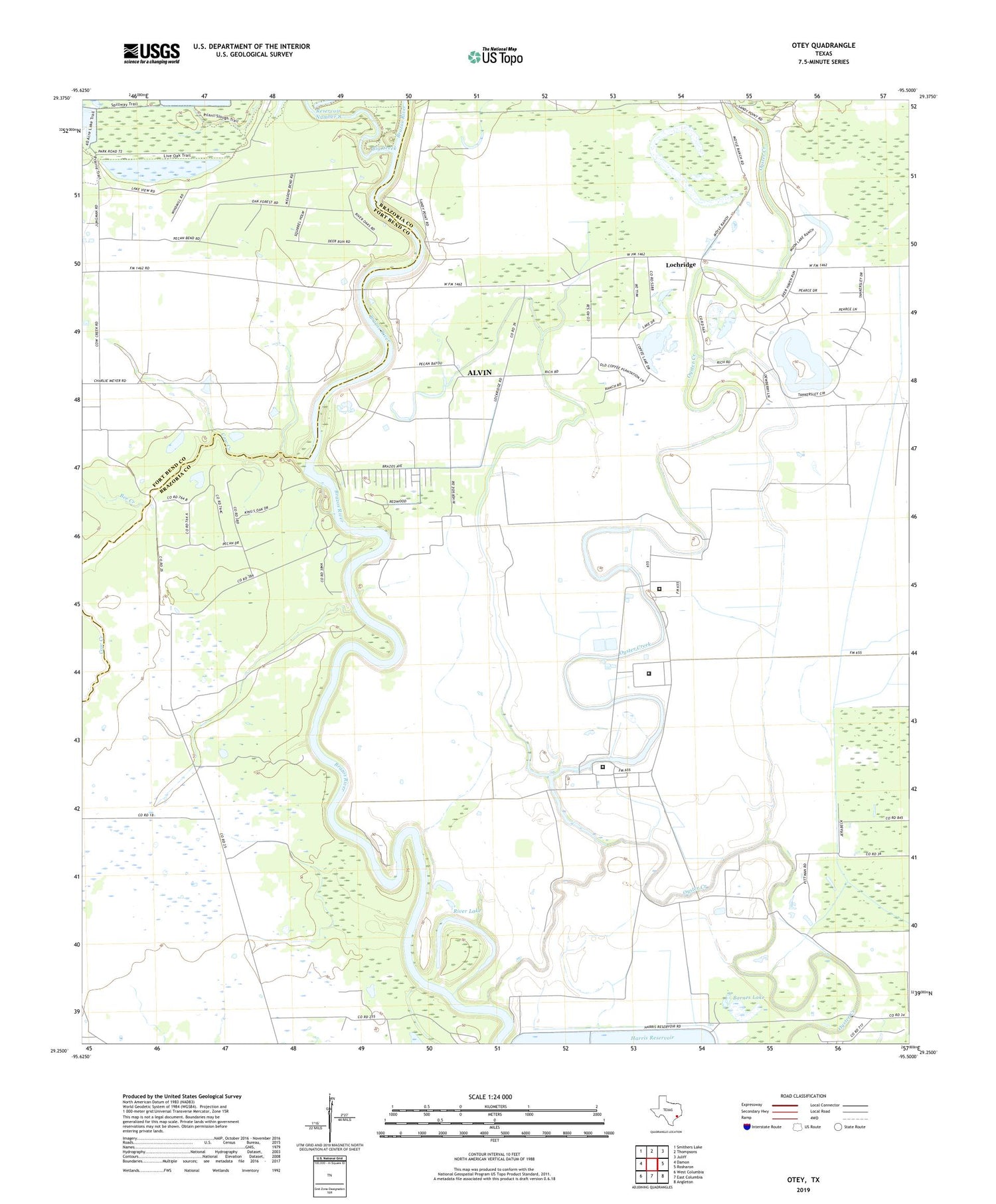 Otey Texas US Topo Map Image