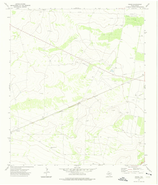 Classic USGS Owego Texas 7.5'x7.5' Topo Map Image