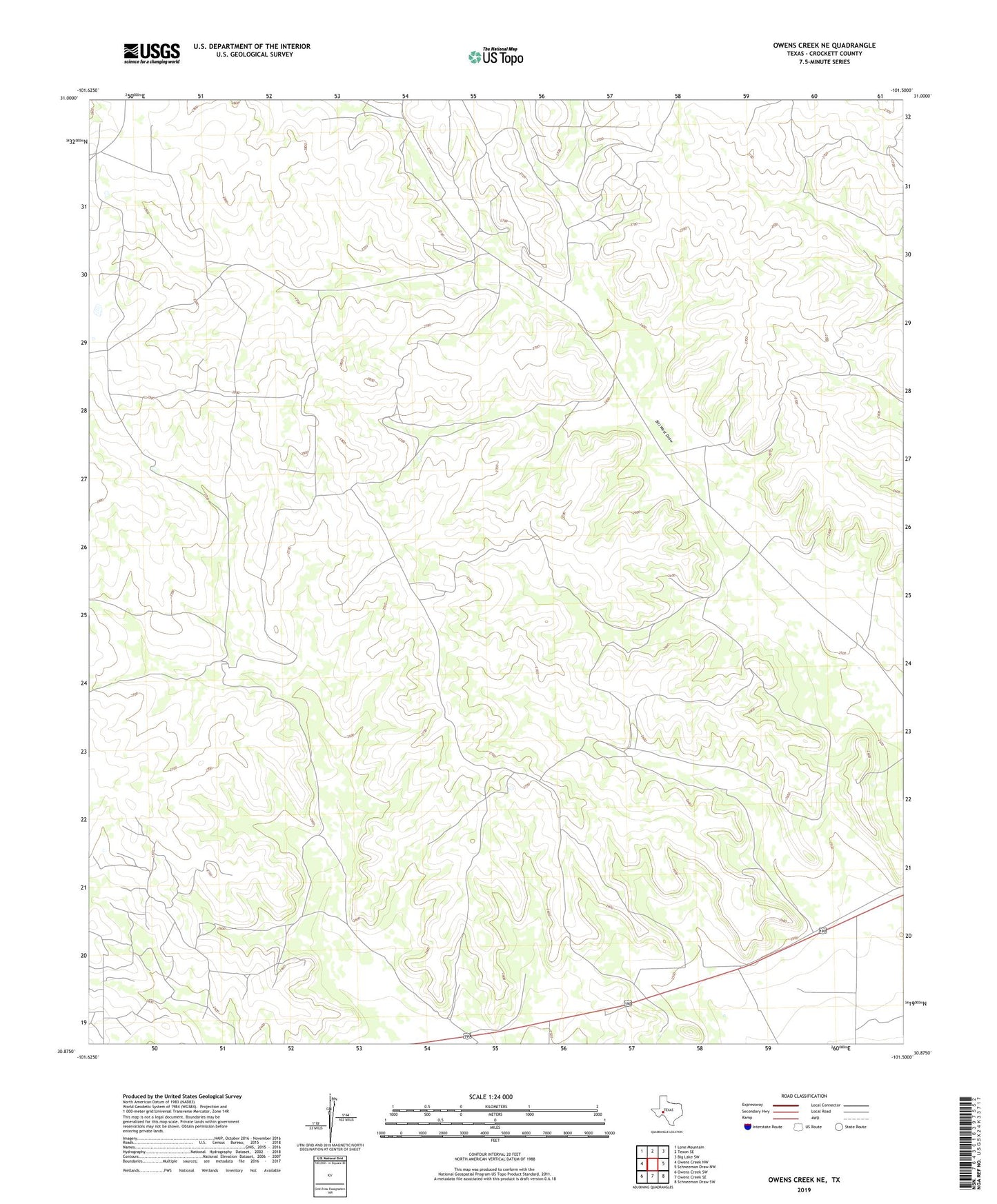 Owens Creek NE Texas US Topo Map Image