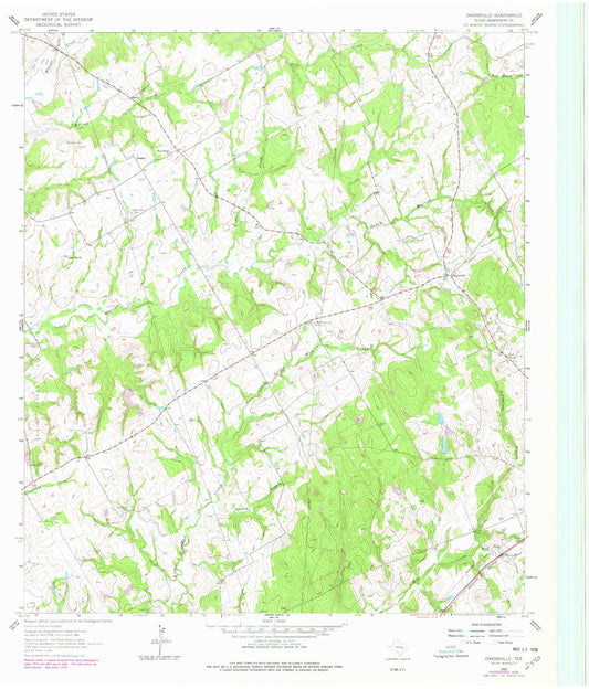 Classic USGS Owensville Texas 7.5'x7.5' Topo Map Image