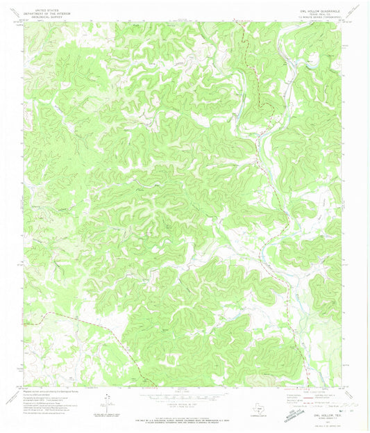 Classic USGS Owl Hollow Texas 7.5'x7.5' Topo Map Image