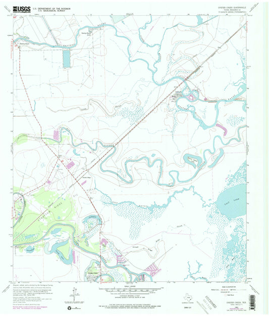 Classic USGS Oyster Creek Texas 7.5'x7.5' Topo Map Image