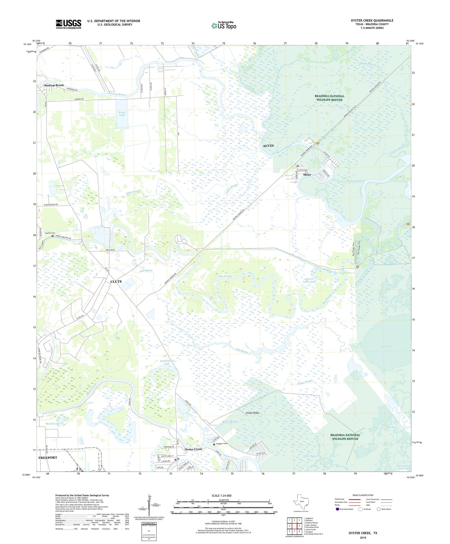 Oyster Creek Texas US Topo Map Image