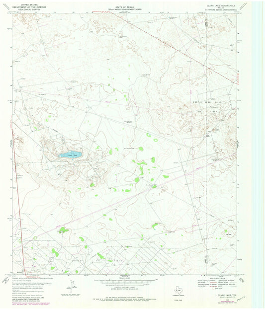 Classic USGS Ozark Lake Texas 7.5'x7.5' Topo Map Image