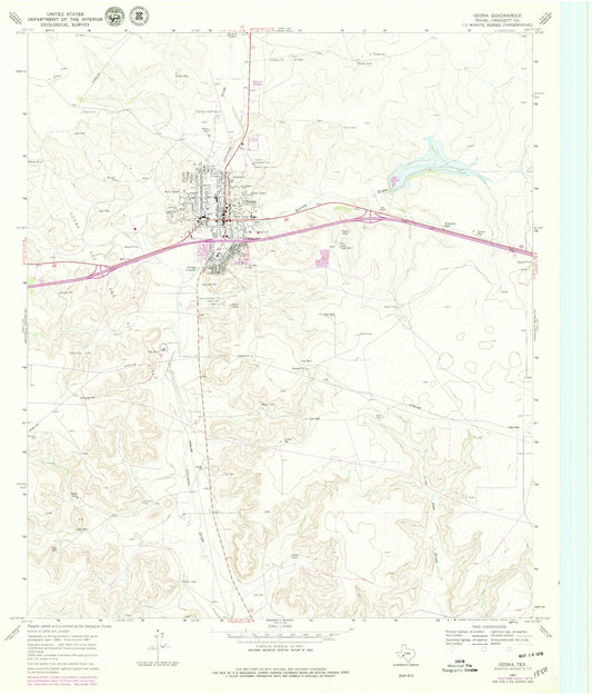 Classic USGS Ozona Texas 7.5'x7.5' Topo Map Image