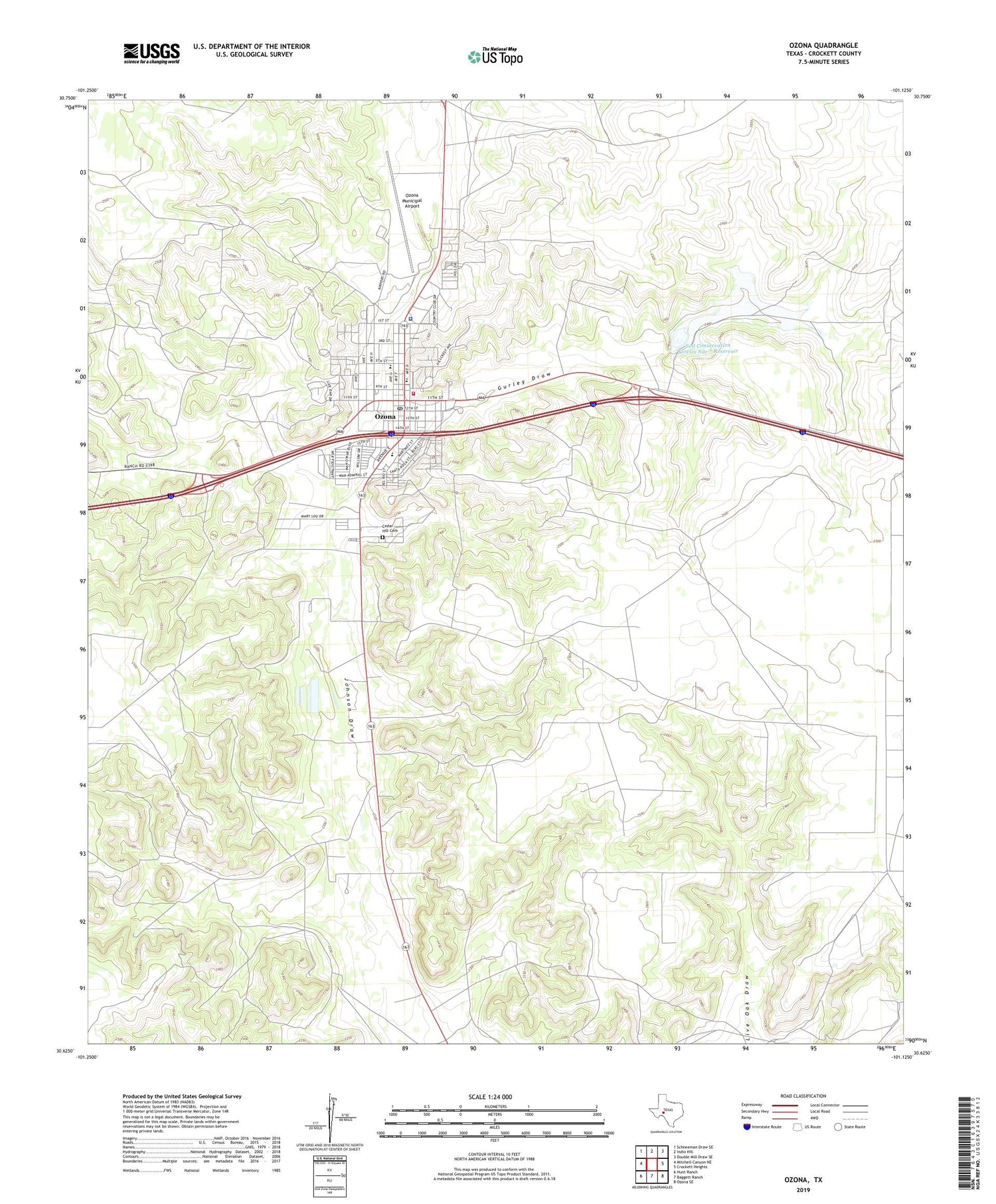 Ozona Texas US Topo Map Image