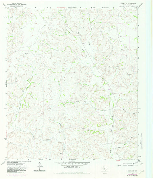 Classic USGS Ozona SE Texas 7.5'x7.5' Topo Map Image