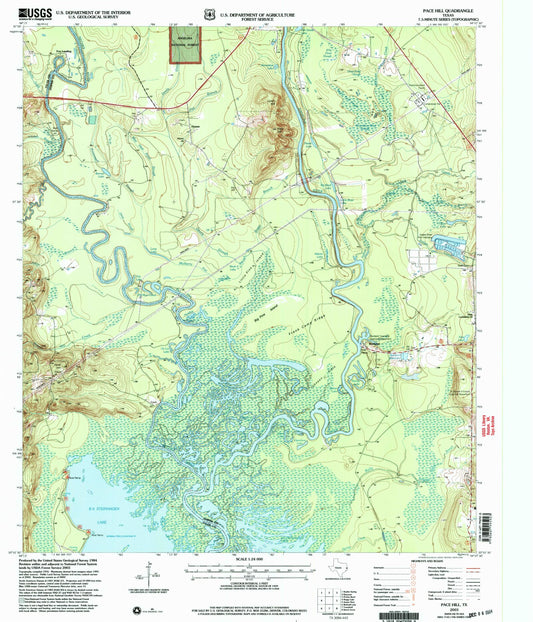 Classic USGS Pace Hill Texas 7.5'x7.5' Topo Map Image