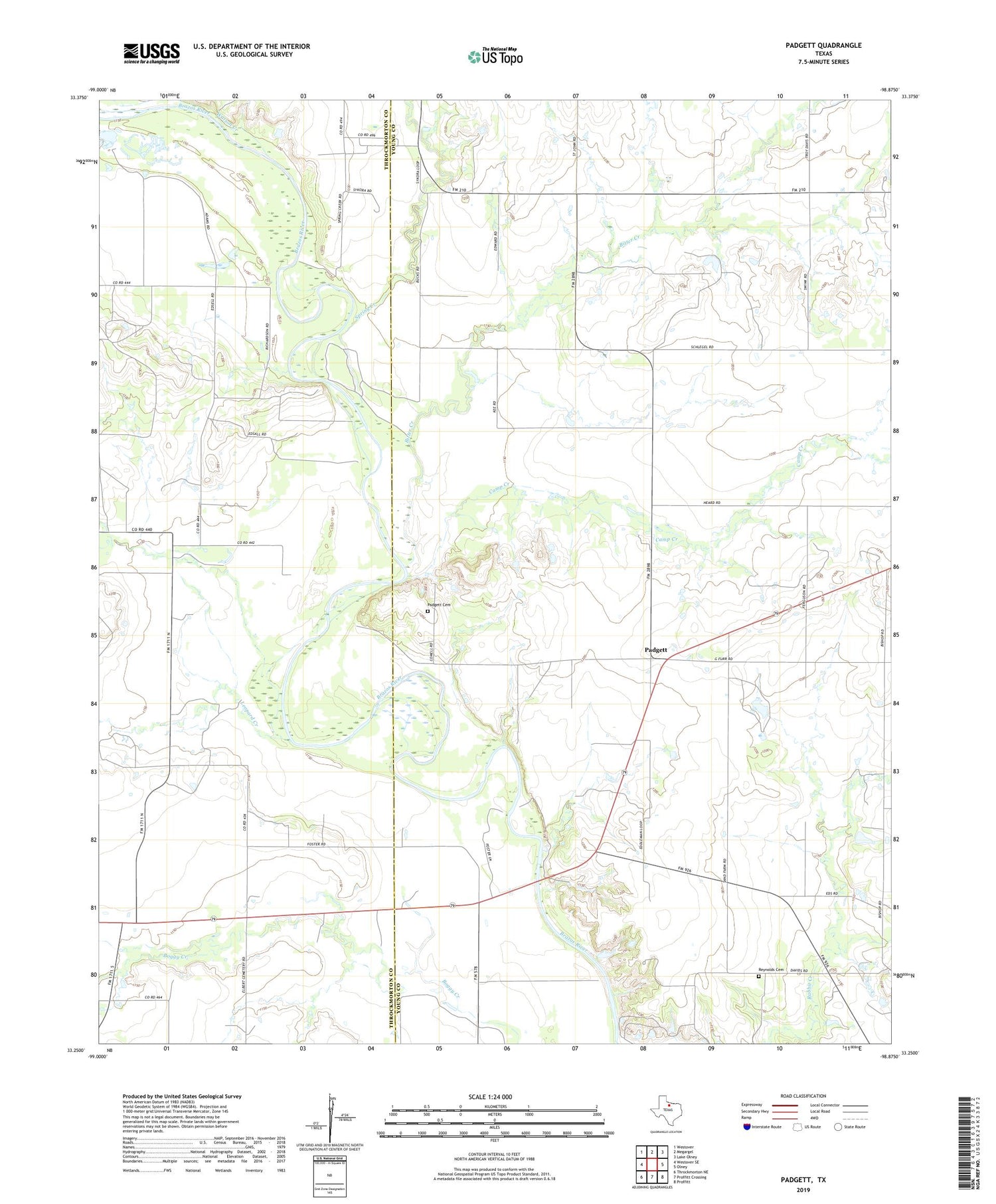 Padgett Texas US Topo Map Image