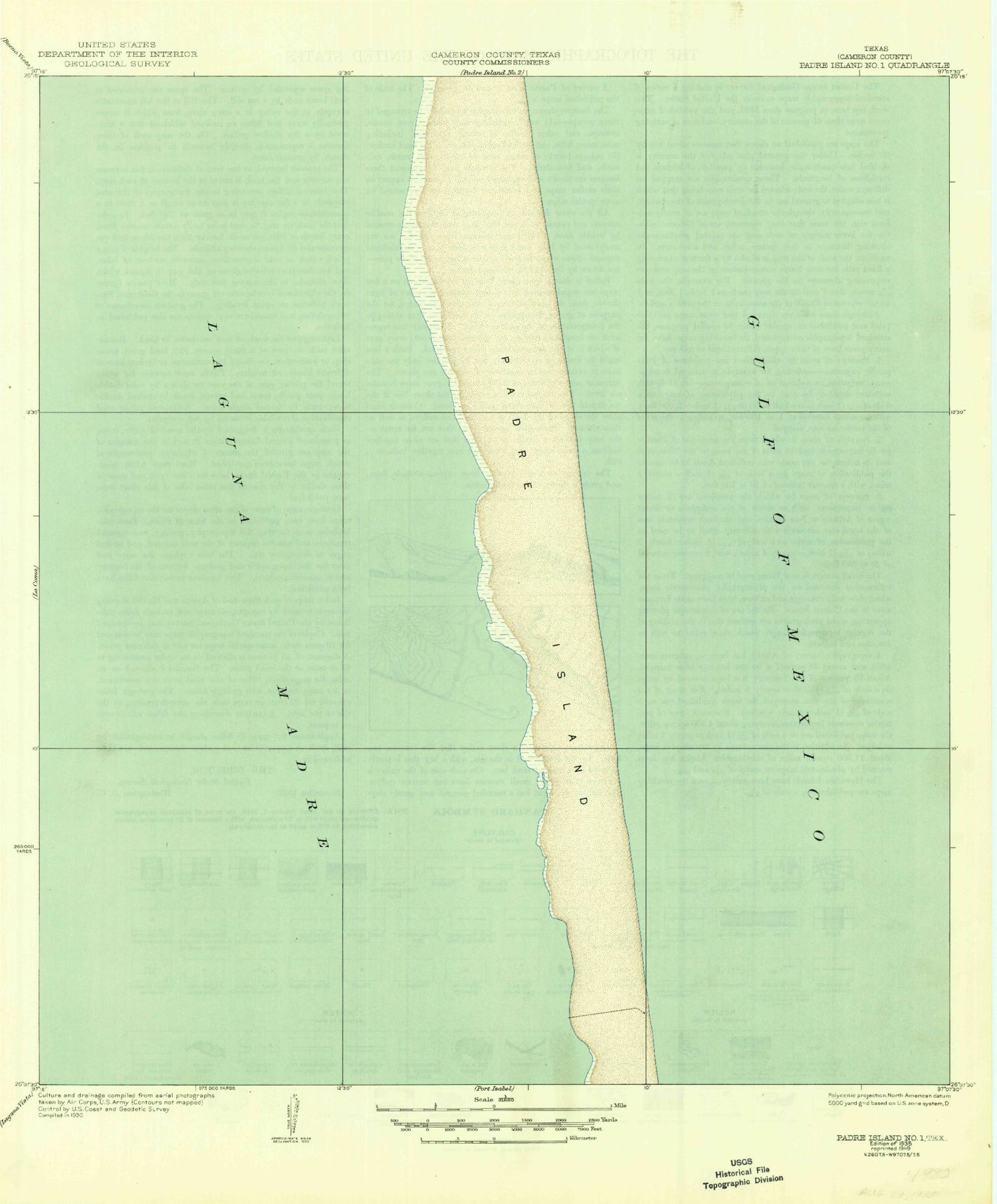 Classic USGS Port Isabel NW Texas 7.5'x7.5' Topo Map Image