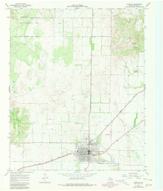 Classic USGS Paducah Texas 7.5'x7.5' Topo Map Image