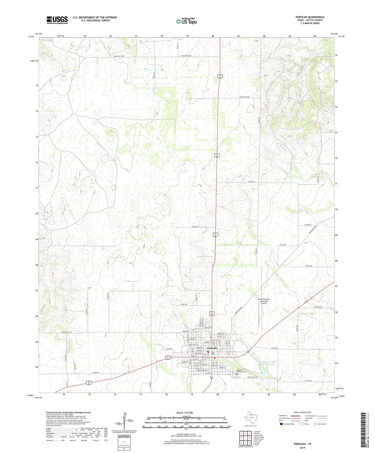 Paducah Texas US Topo Map Image