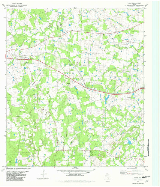 Classic USGS Paige Texas 7.5'x7.5' Topo Map Image