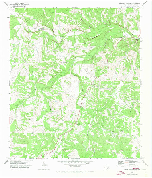 Classic USGS Paint Rock Spring Texas 7.5'x7.5' Topo Map Image