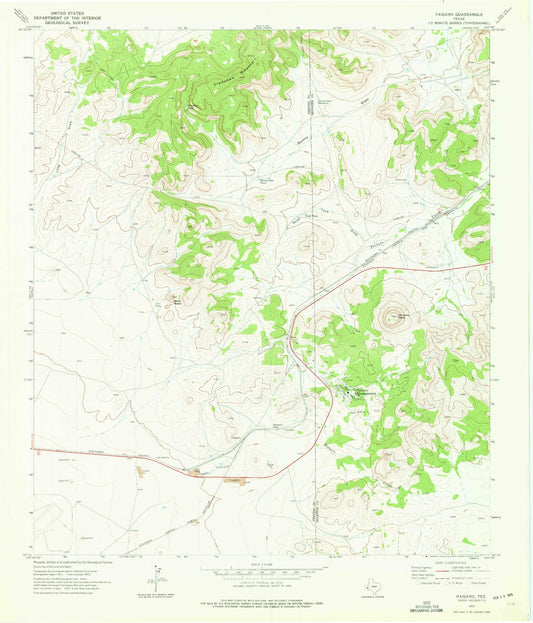 Classic USGS Paisano Texas 7.5'x7.5' Topo Map Image