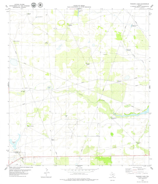 Classic USGS Paisano Lake Texas 7.5'x7.5' Topo Map Image