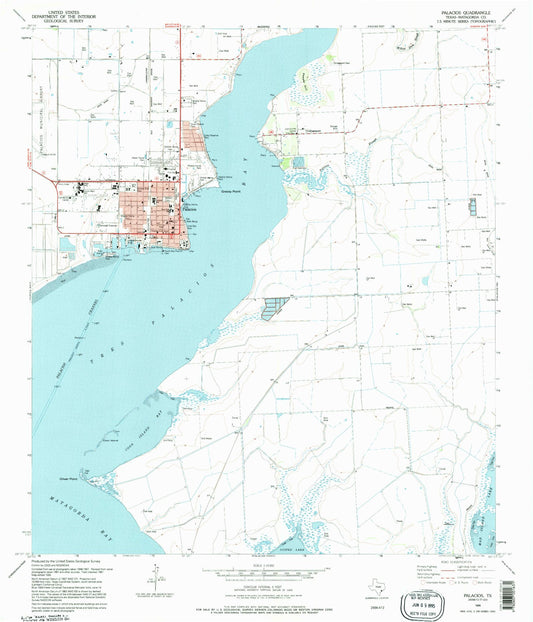Classic USGS Palacios Texas 7.5'x7.5' Topo Map Image