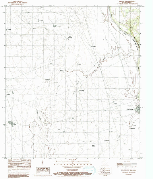 Classic USGS Palafox SW Texas 7.5'x7.5' Topo Map Image