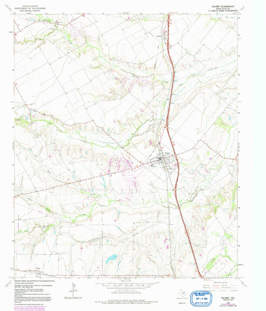 Classic USGS Palmer Texas 7.5'x7.5' Topo Map Image