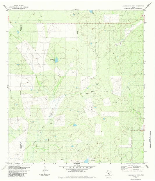 Classic USGS Palo Blanco Tank Texas 7.5'x7.5' Topo Map Image