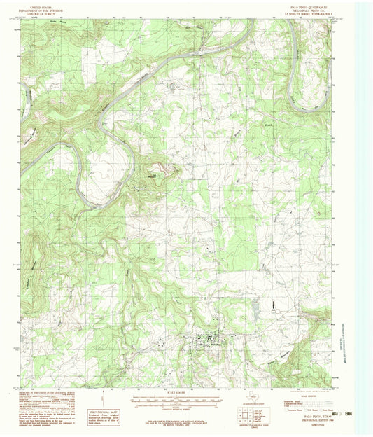 Classic USGS Palo Pinto Texas 7.5'x7.5' Topo Map Image
